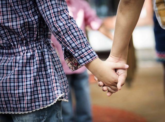 Starting Pre-School Holding Hands